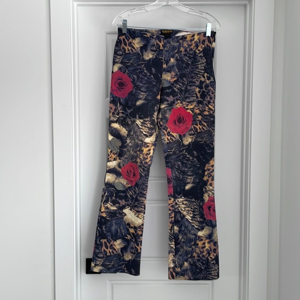 GEORGIOU STUDIOS Insanely beautiful Tiger Rose print flares hip hugger